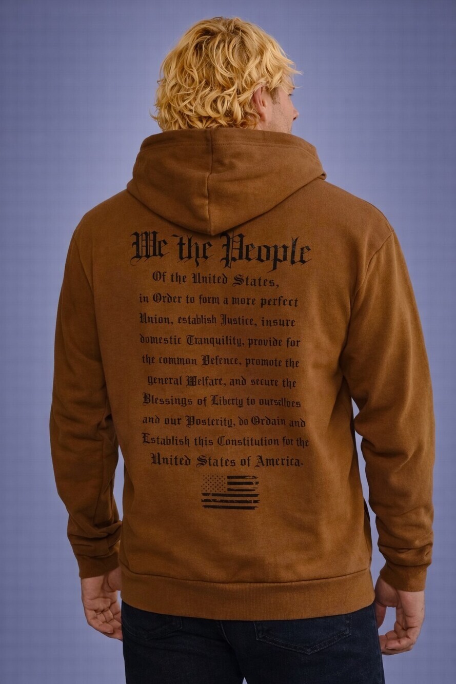 Howitzer Patriot “We The People” Brown Pullover Hoodie NWT Medium A300 Excellent